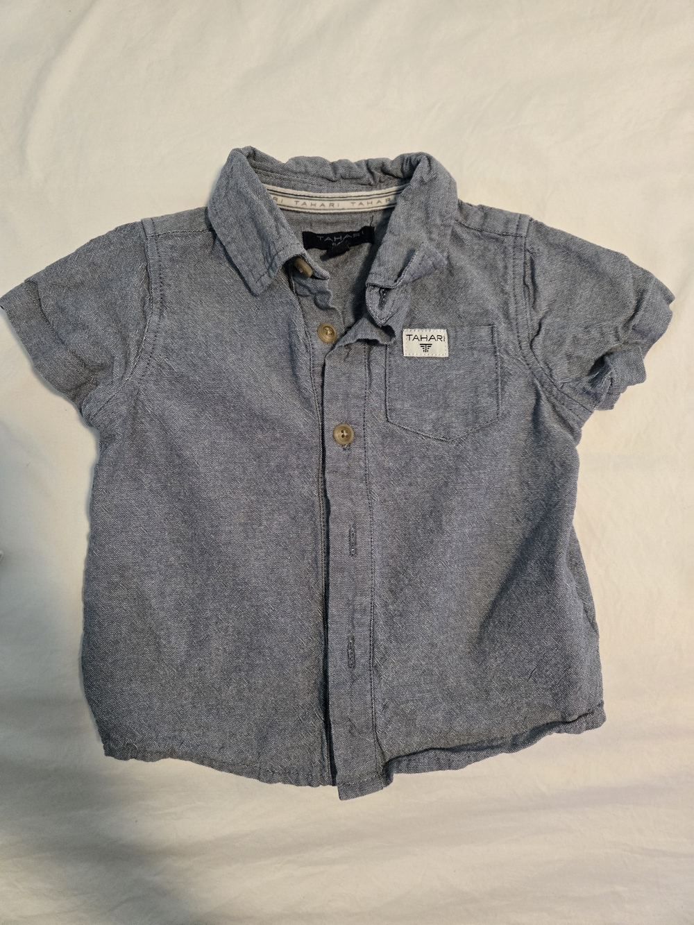 Tahari Toddler Blue Short-Sleeve Button-Down Shirt 12M